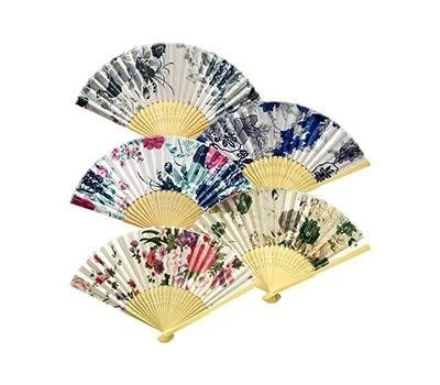 실크천 큰 꽃무늬 부채 기성