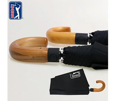 PGA 2단자동 블랙우드핸들 우산