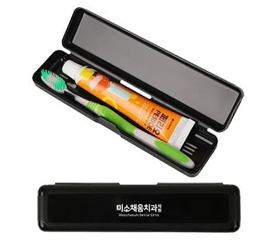 블랙 휴대용 치약 칫솔 2in1 세트