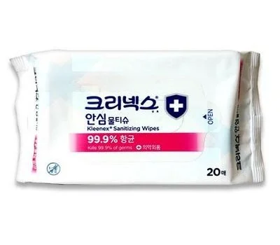 크리넥스 소독용 항균 휴대용 안심물티슈 20매