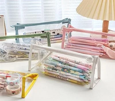 대용량 PVC 투명 필통 케이스